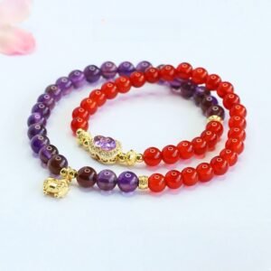 Natural Amethyst Agate Double Wrap Bracelet